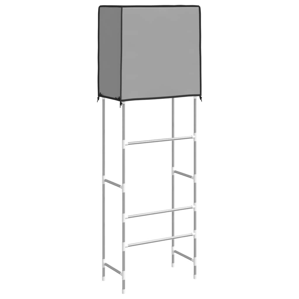 2-Tier Storage Rack over Toilet Grey 56x30x170 cm Iron