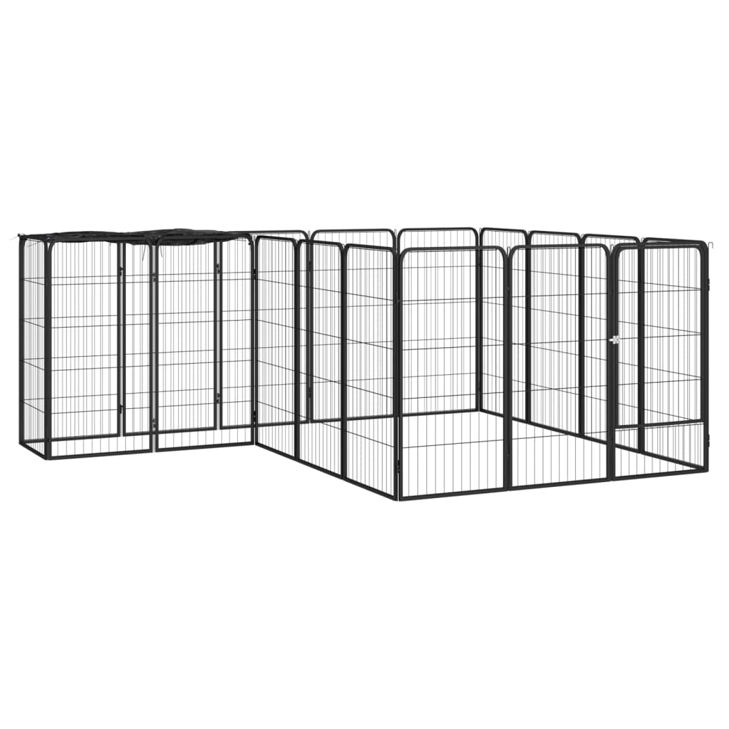 18-Panel Dog Playpen Black 50x100 cm Powder-coated Steel