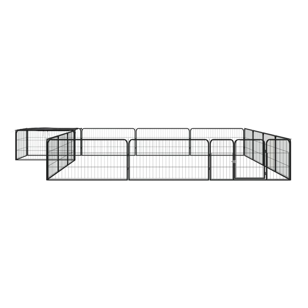 16-Panel Dog Playpen Black 100x50 cm Powder-coated Steel