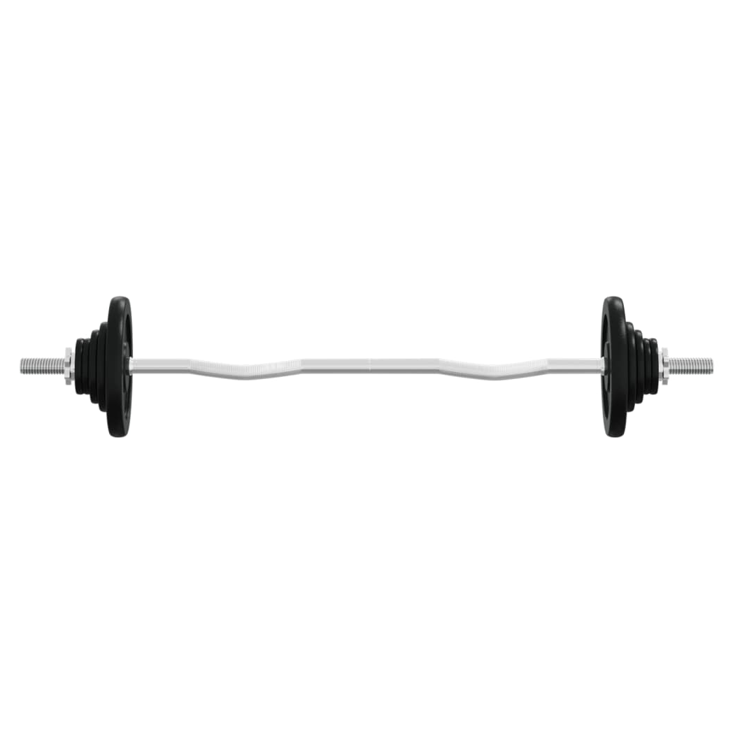 Barbell with Plates 60 kg Cast Iron & Chrome Plated Steel