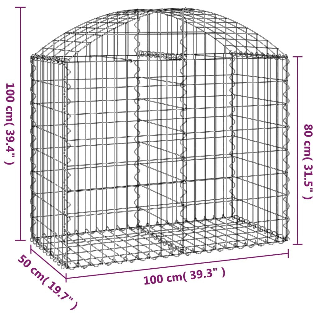 Arched Gabion Basket 100x50x80/100 cm Galvanised Iron