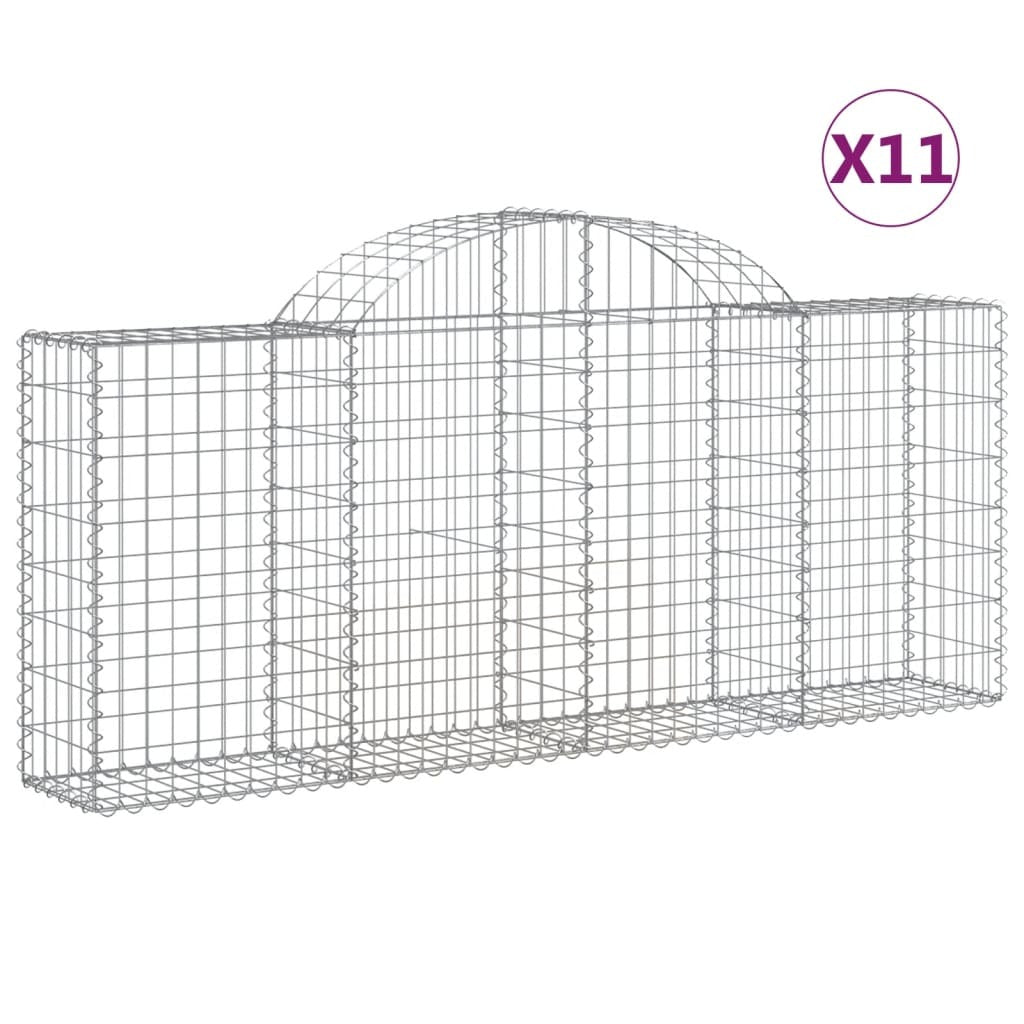 Arched Gabion Baskets 11 pcs 200x30x80/100 cm Galvanised Iron