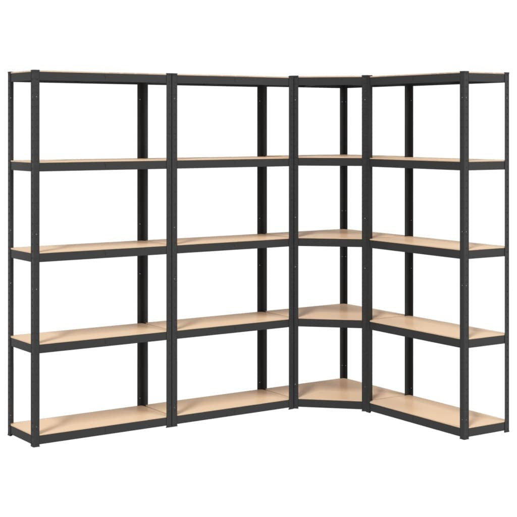 5-Layer Shelves 4 pcs Anthracite Steel&Engineered Wood