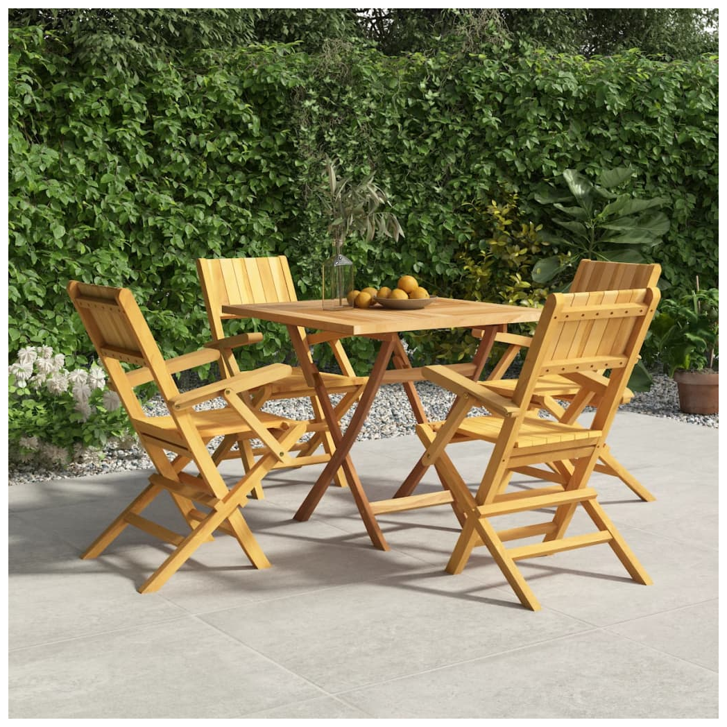 5 Piece Garden Dining Set Solid Wood Teak