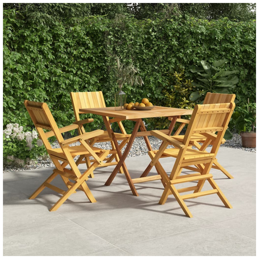 5 Piece Garden Dining Set Solid Wood Teak