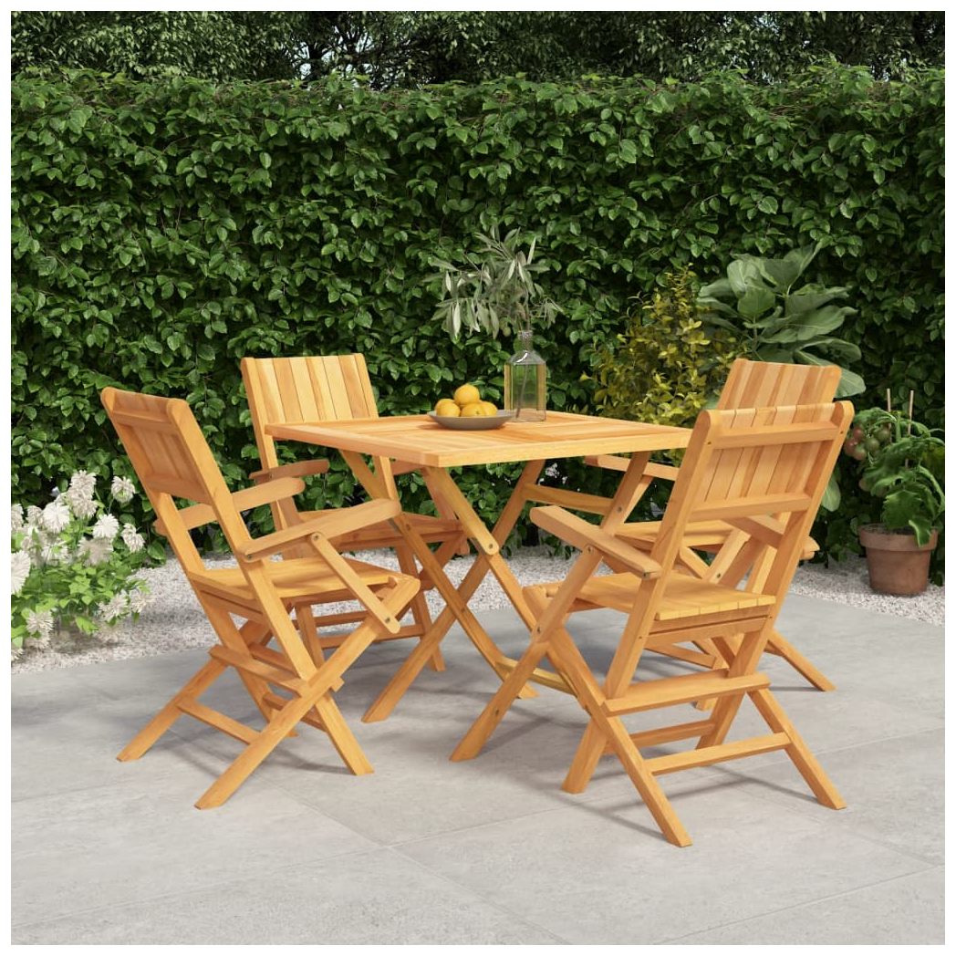 5 Piece Garden Dining Set Solid Wood Teak