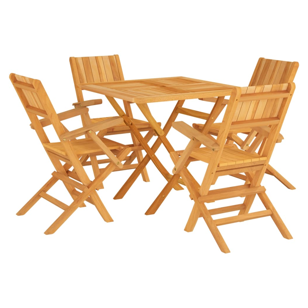 5 Piece Garden Dining Set Solid Wood Teak