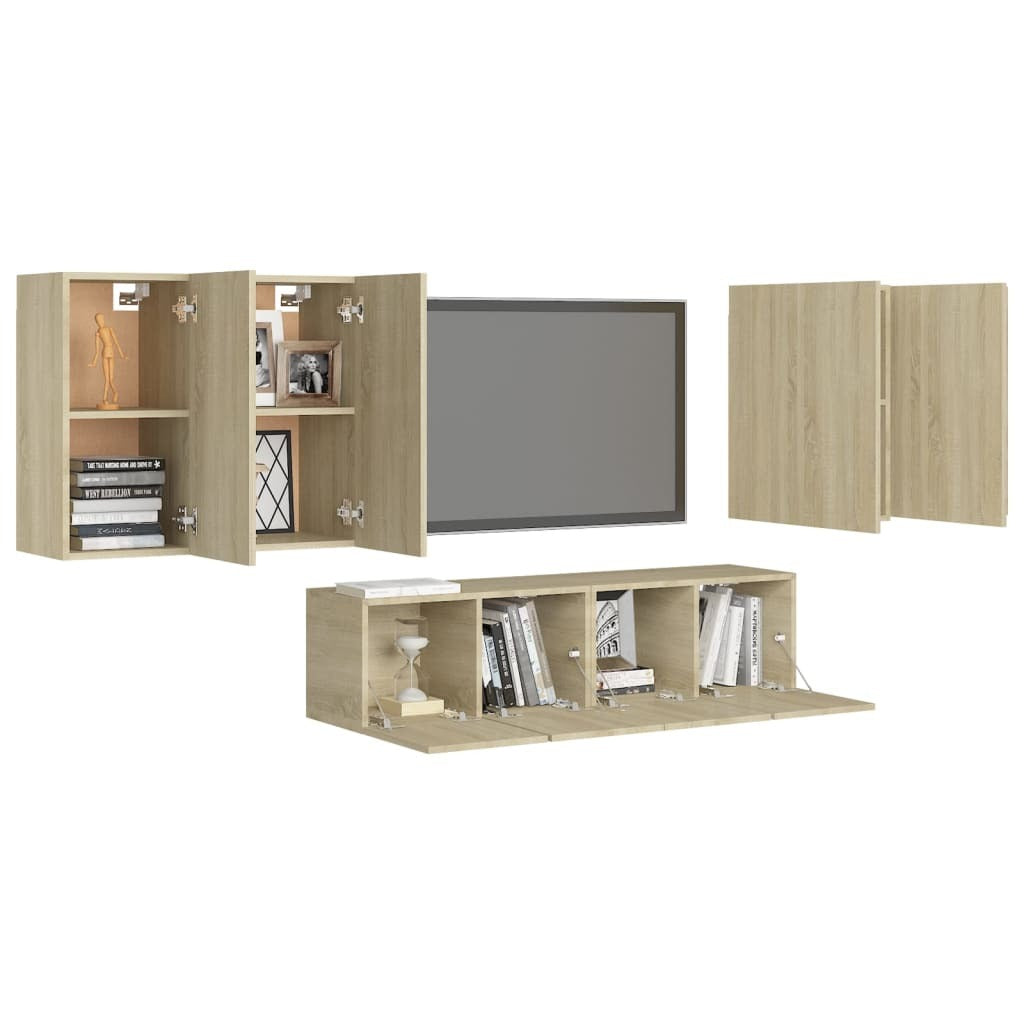 6 Piece TV Cabinet Set Sonoma Oak Engineered Wood