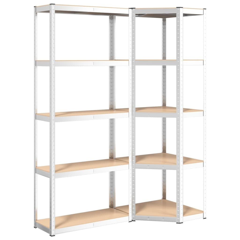 5-Layer Shelves 2 pcs Silver Steel&Engineered Wood