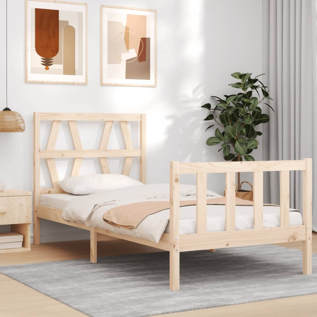 Bed Frame with Headboard 90x200 cm Solid Wood