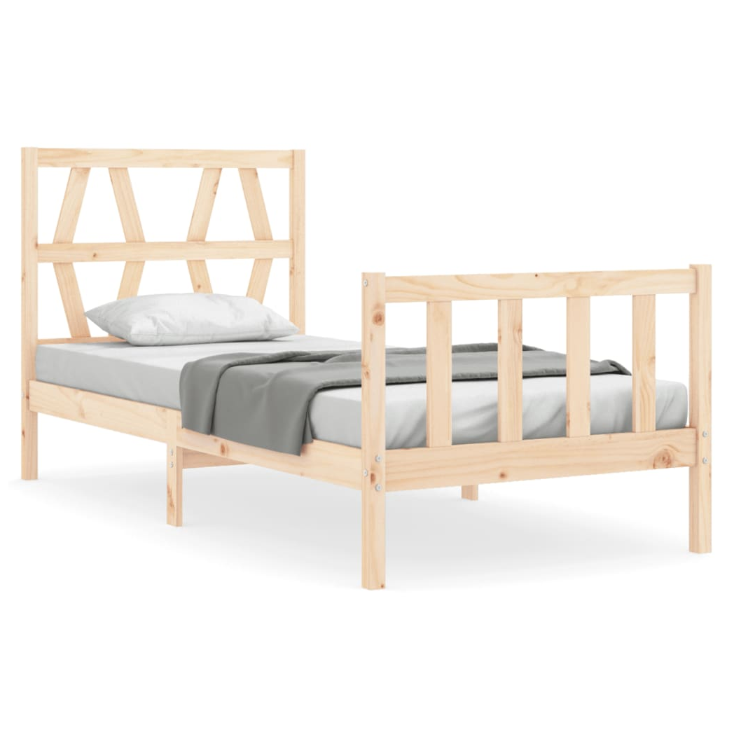 Bed Frame with Headboard 90x200 cm Solid Wood