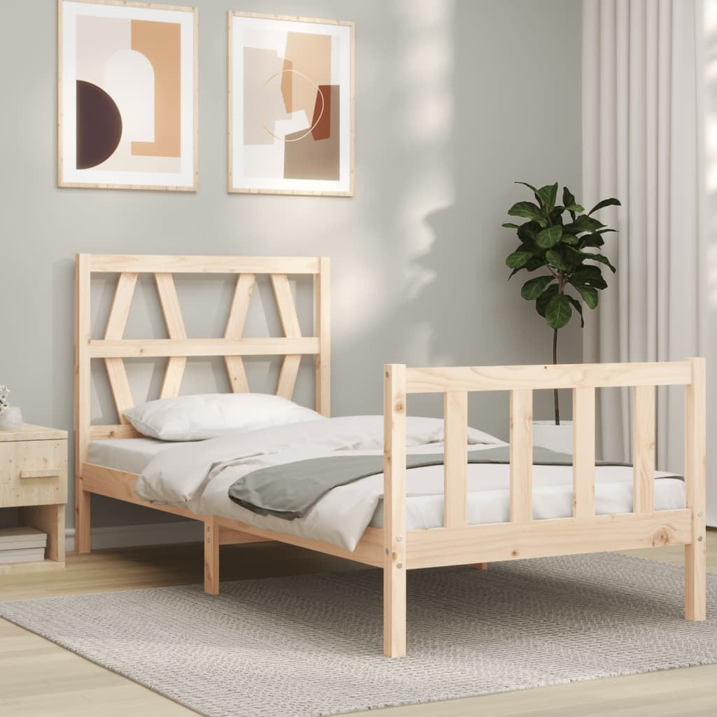 Bed Frame with Headboard 90x200 cm Solid Wood