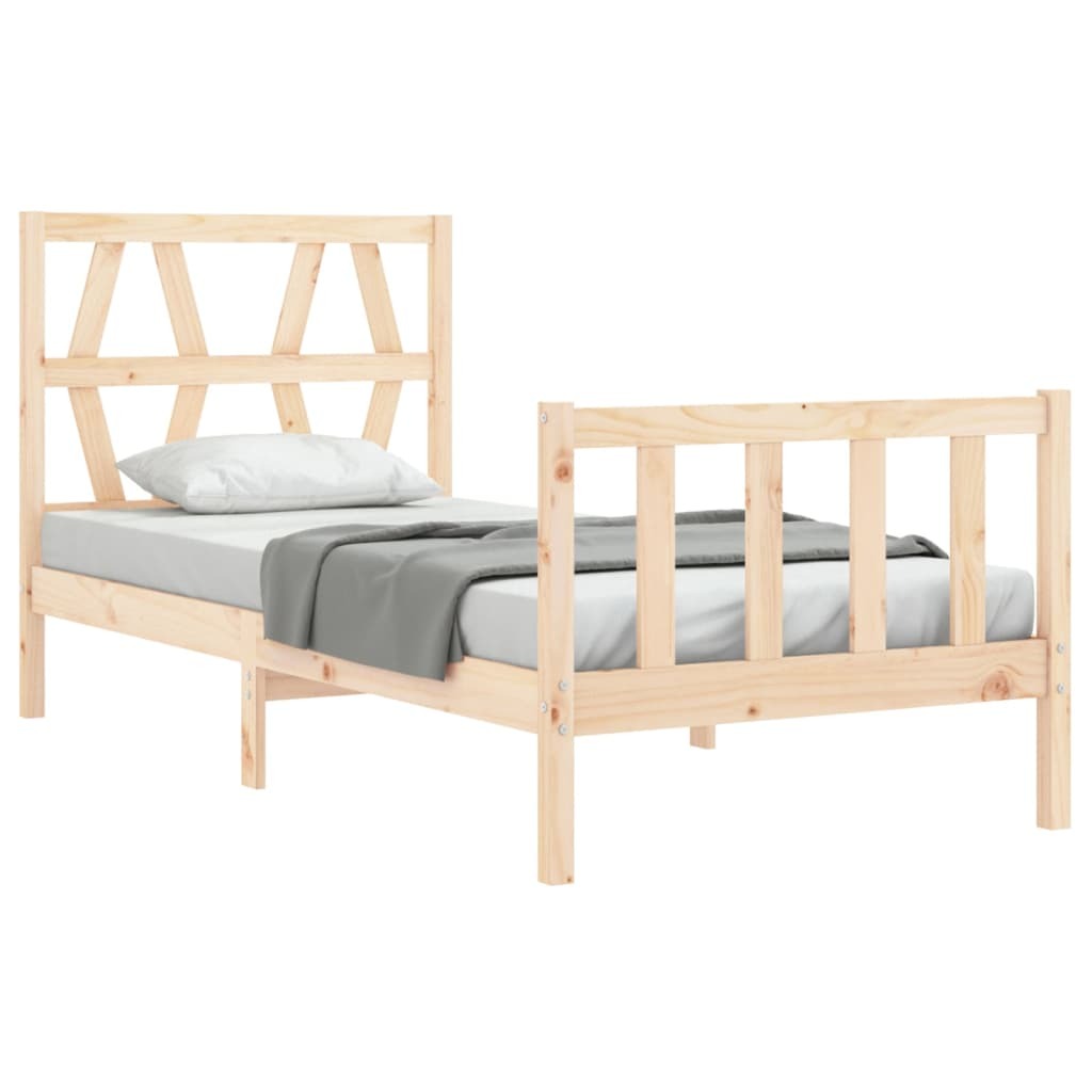 Bed Frame with Headboard 90x200 cm Solid Wood