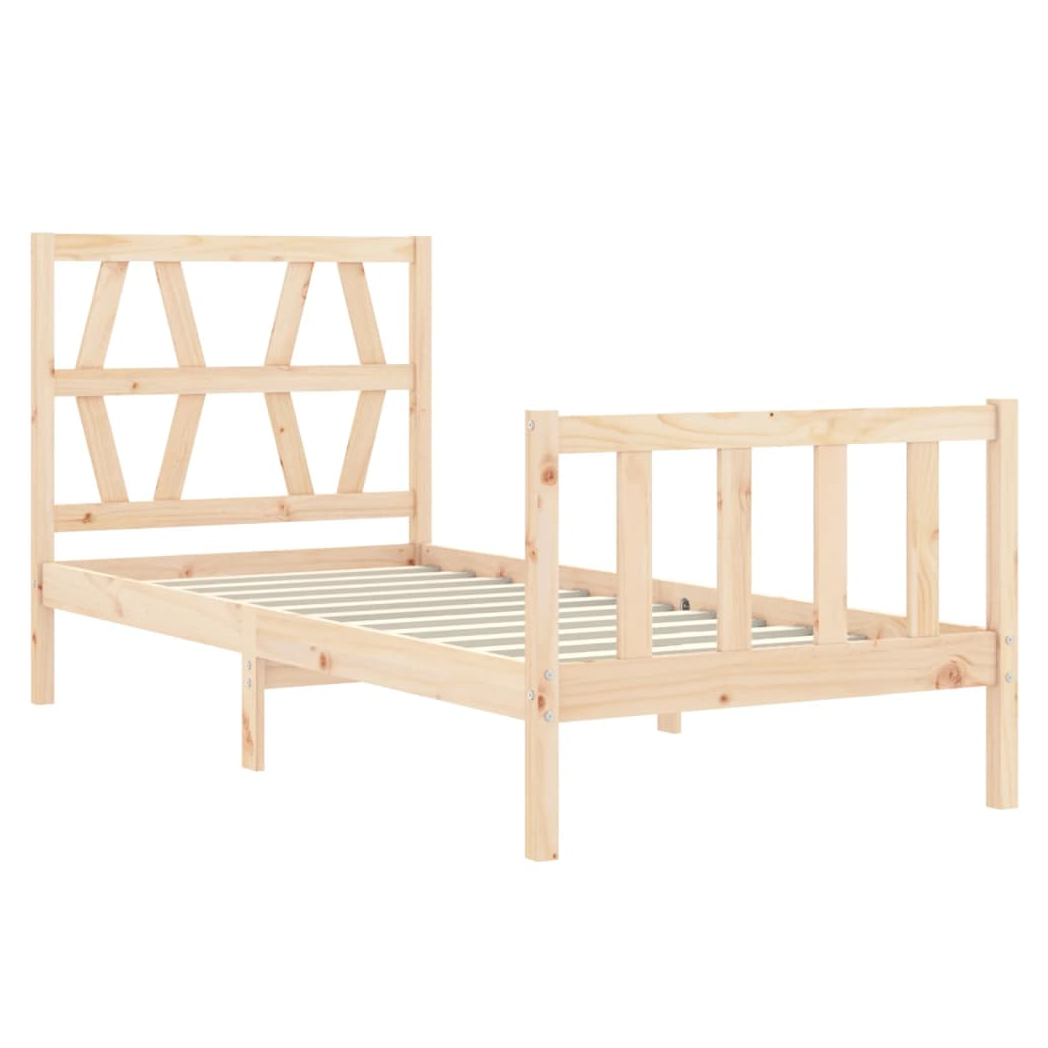 Bed Frame with Headboard 90x200 cm Solid Wood