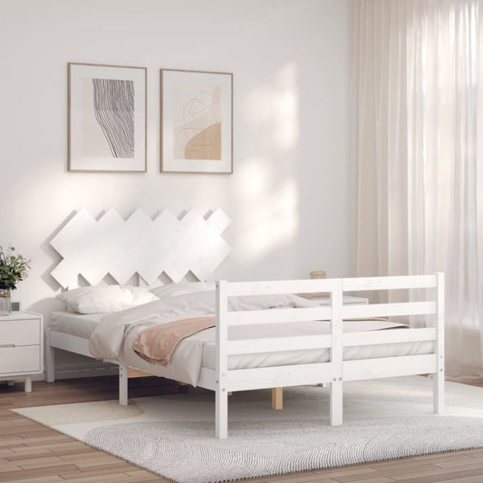 Bed Frame with Headboard White 120x200 cm Solid Wood