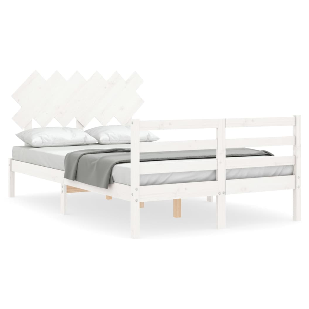 Bed Frame with Headboard White 120x200 cm Solid Wood