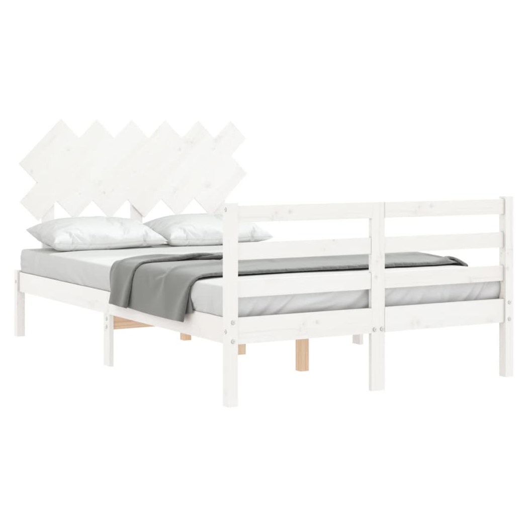 Bed Frame with Headboard White 120x200 cm Solid Wood