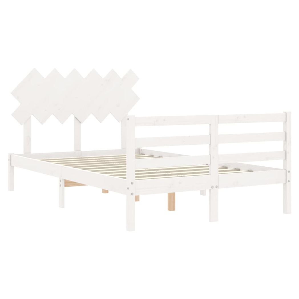 Bed Frame with Headboard White 120x200 cm Solid Wood