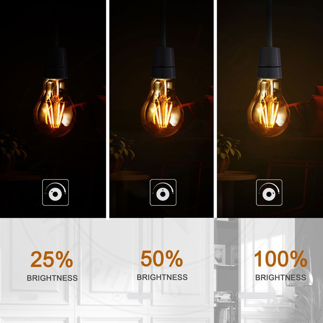 2 Pack A60 E27 4W Edison Style LED filament Retro Amber light bulb Warm white screw bulbs 2700K Light Bulbs