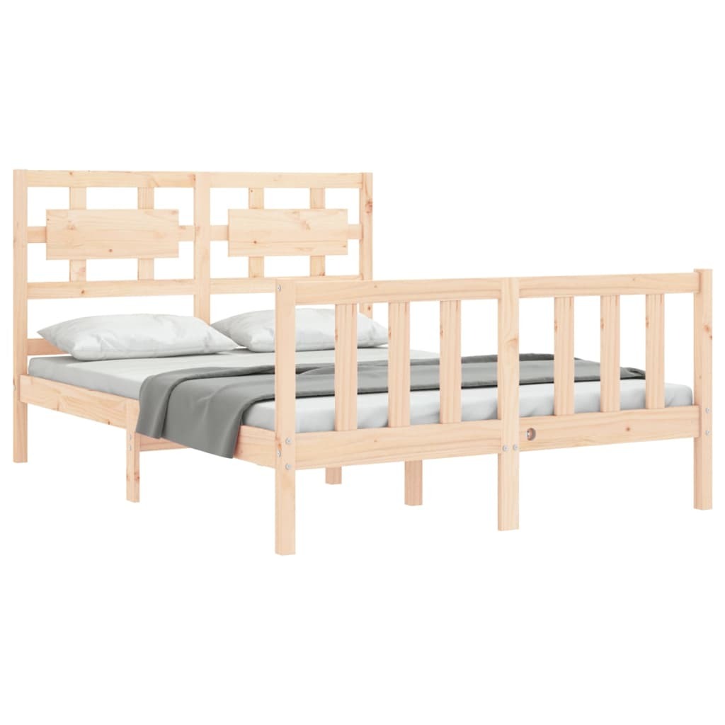 Bed Frame with Headboard 120x200 cm Solid Wood