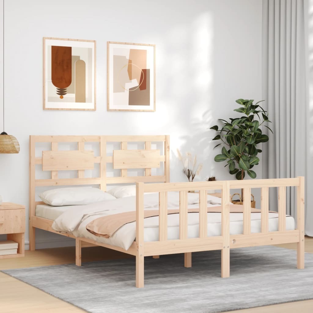 Bed Frame with Headboard 120x200 cm Solid Wood