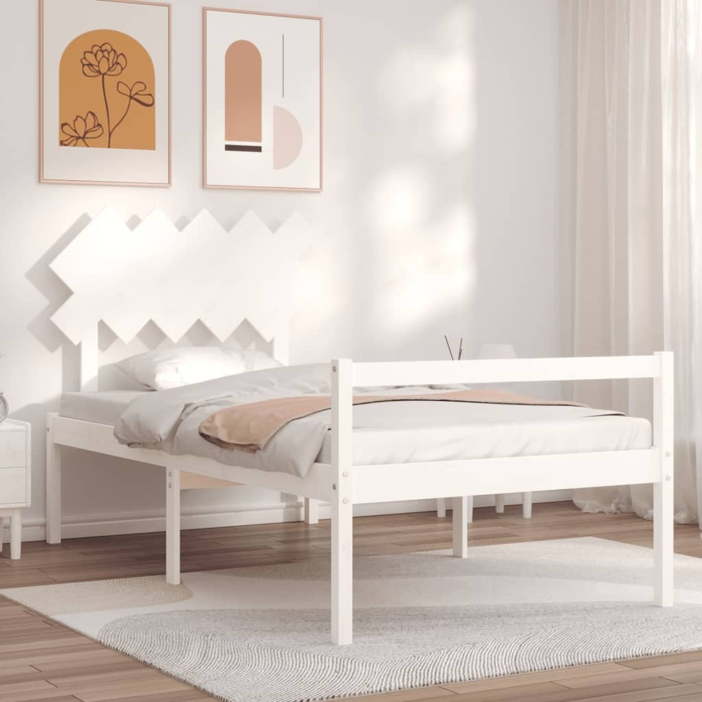 Bed Frame with Headboard White 100x200 cm Solid Wood