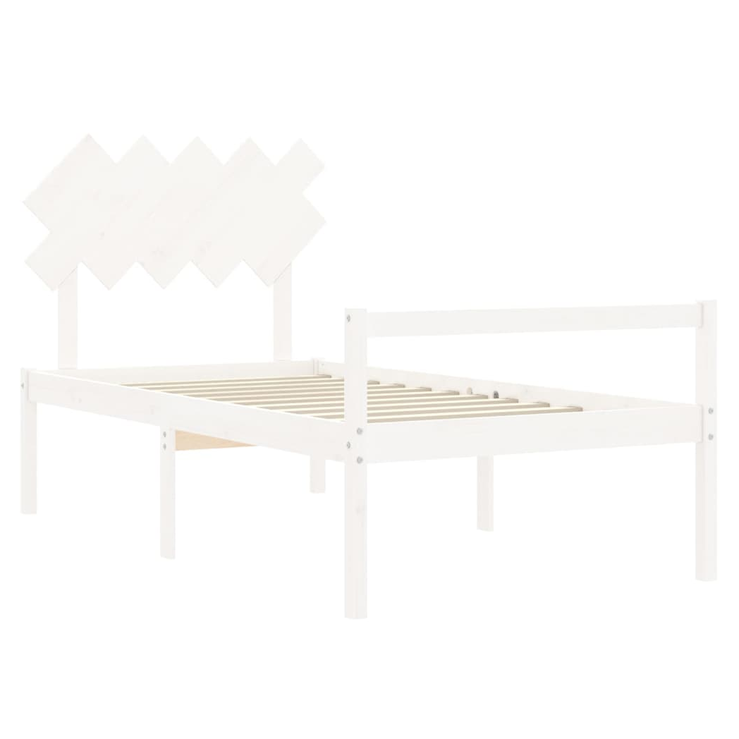 Bed Frame with Headboard White 100x200 cm Solid Wood