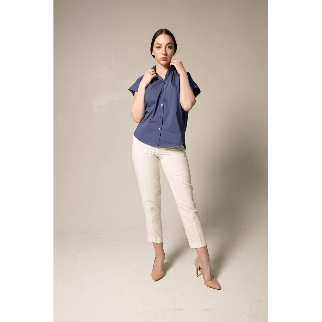 Women's Gather Collar Shirt in Navy