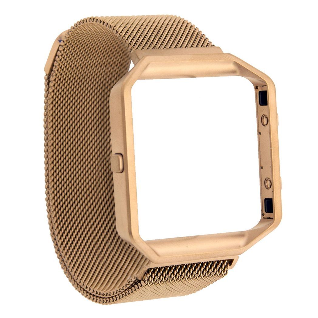 Aquarius Fitbit Blaze Metal Mesh Comfortable Straps with Frame, Gold