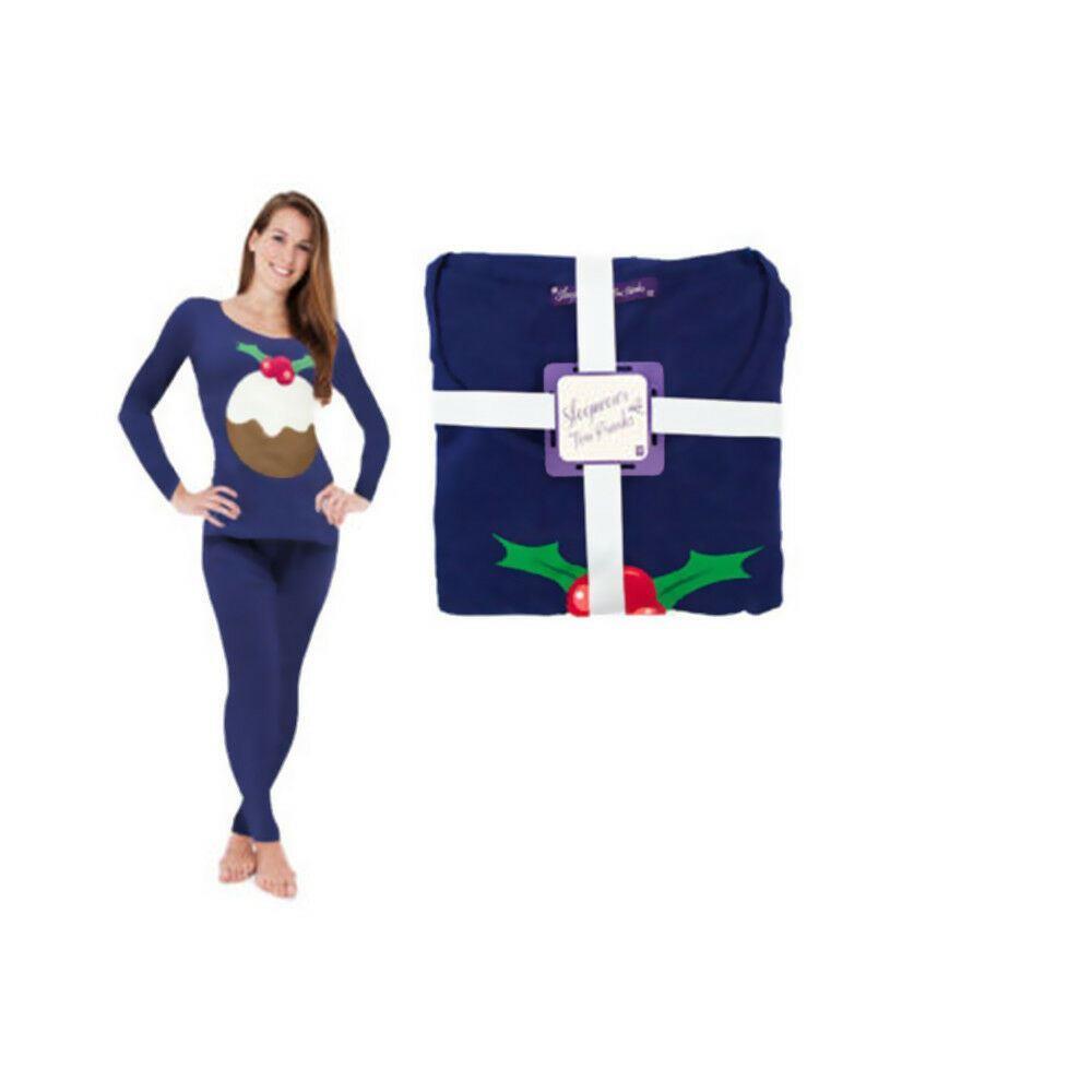 Women's Reindeer/Snowman Christmas Themed Winter Pyjama Set, Blue