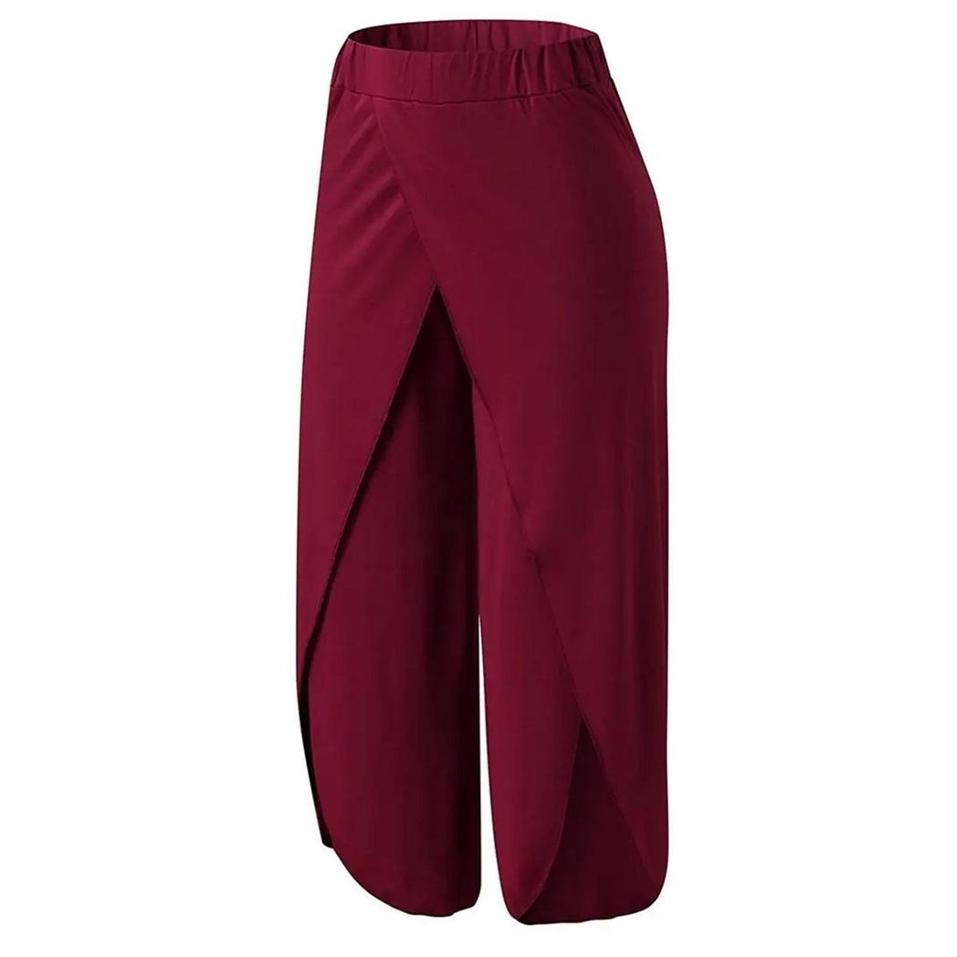 Aquarius Super Soft Modal Spandex Yoga Pilates Pants, Wine Red XXL