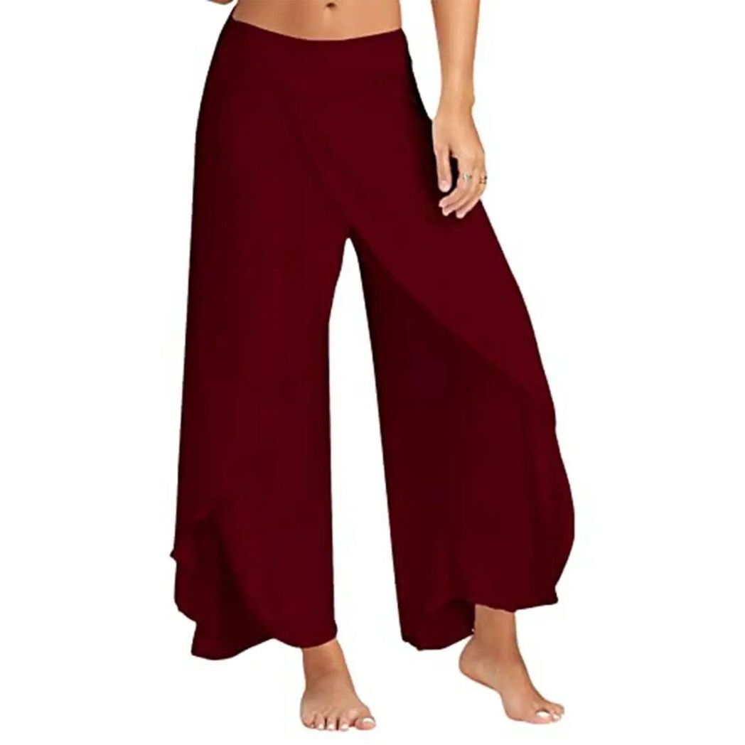 Aquarius Super Soft Modal Spandex Yoga Pilates Pants, Wine Red XXL