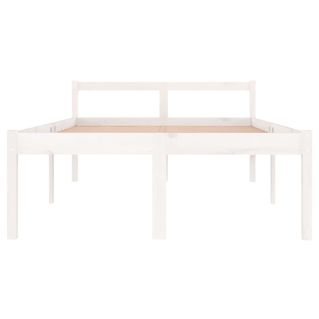 Bed Frame White Solid Wood 120x190 cm 4FT Small Double