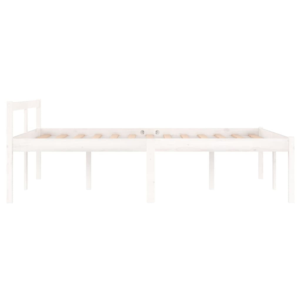 Bed Frame White Solid Wood 120x190 cm 4FT Small Double