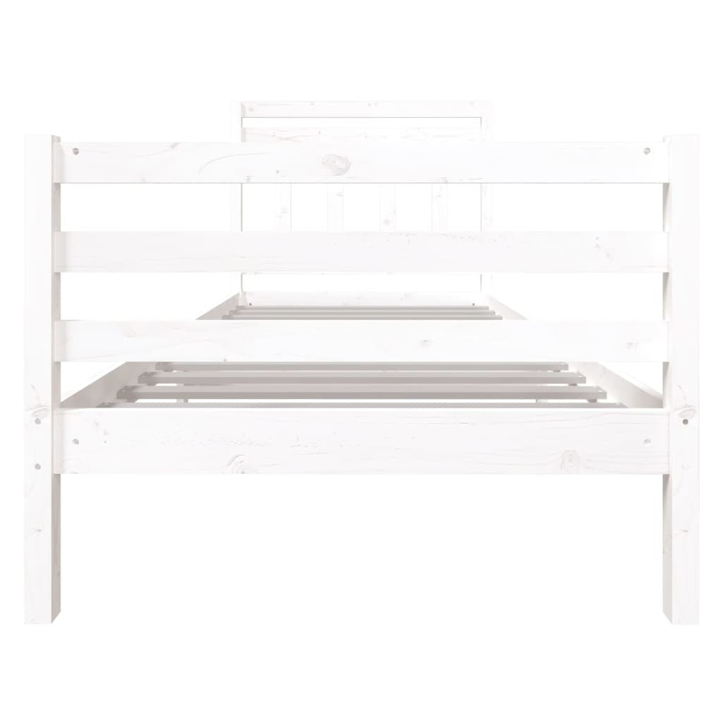 Bed Frame White Solid Wood 90x200 cm 3FT Single