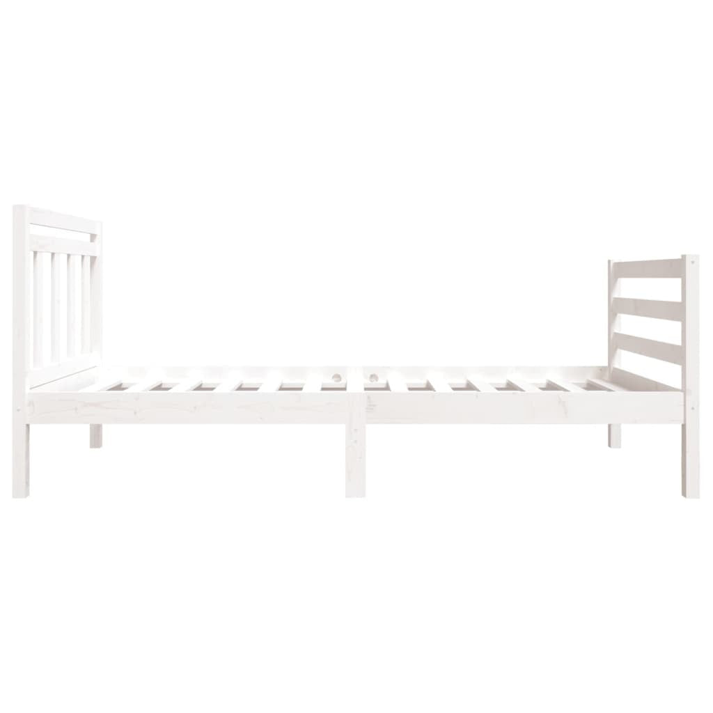 Bed Frame White Solid Wood 90x200 cm 3FT Single