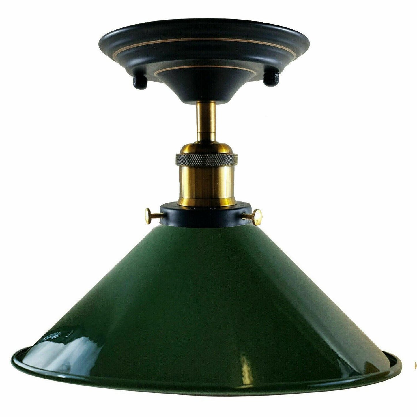 Vintage Industrial Metal Cone Shade Flush Mount Ceiling Light