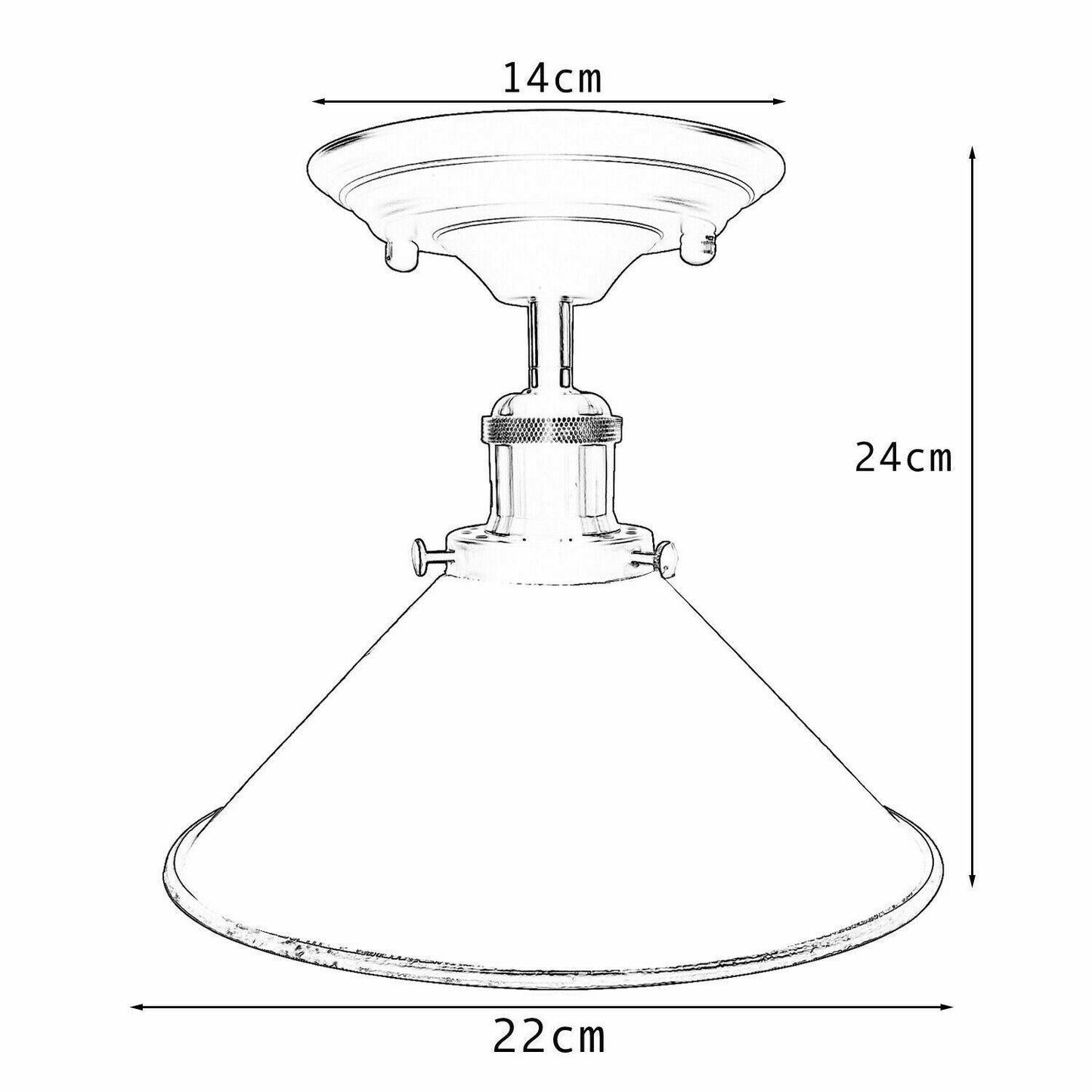 Vintage Industrial Metal Cone Shade Flush Mount Ceiling Light