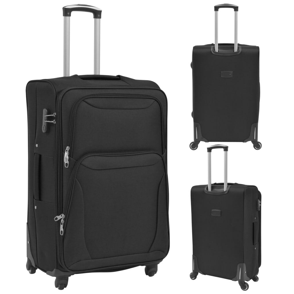 3 Piece Soft Case Trolley Set Black