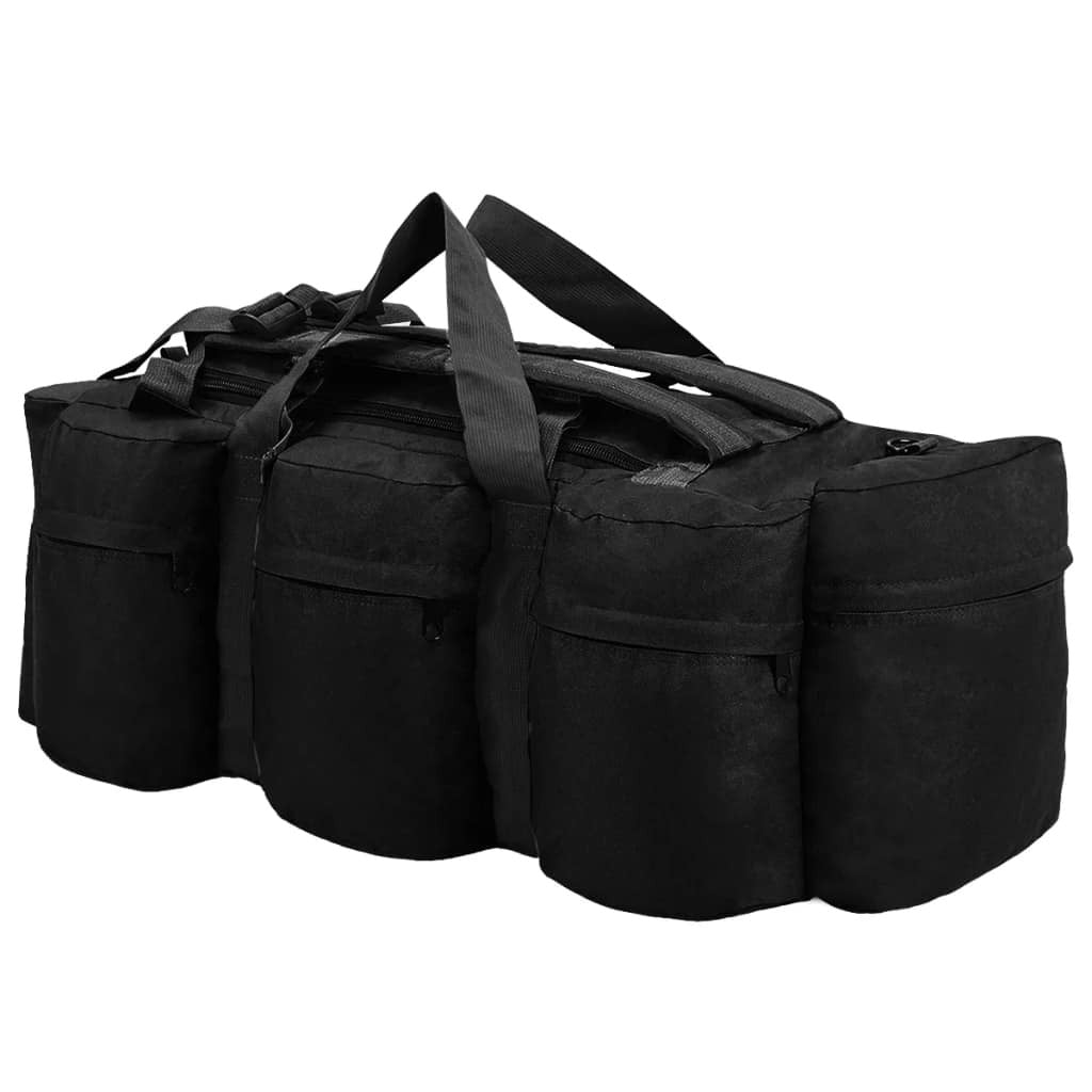 3-in-1 Army-Style Duffel Bag 120 L Black