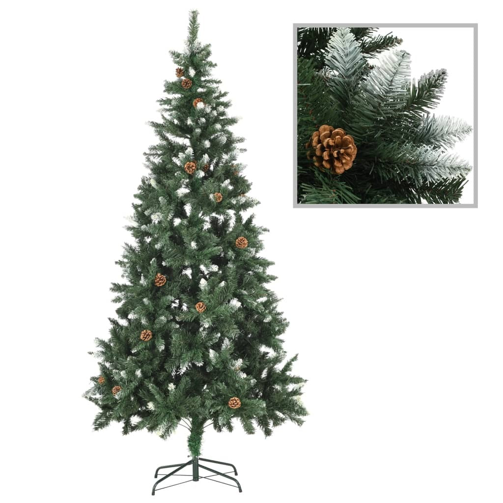 Artificial Christmas Tree with Pine Cones and White Glitter 210 cm