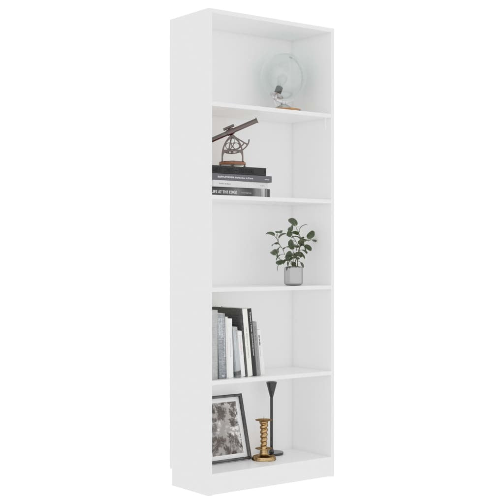 5-Tier Book Cabinet White 60x24x175 cm Engineered Wood