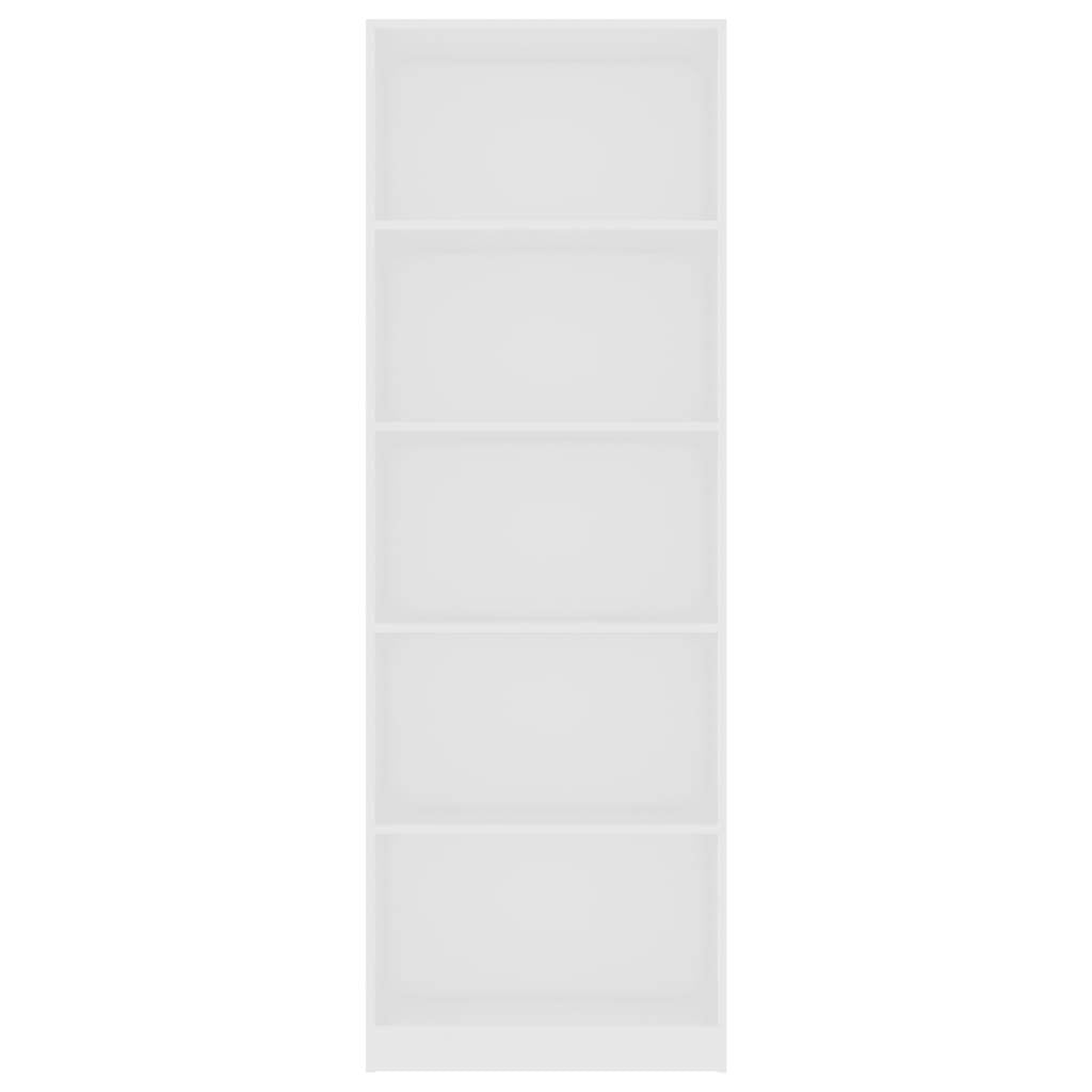 5-Tier Book Cabinet White 60x24x175 cm Engineered Wood