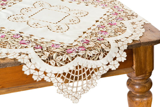 XD766001 Rose Garden Table Topper, 36"x36"