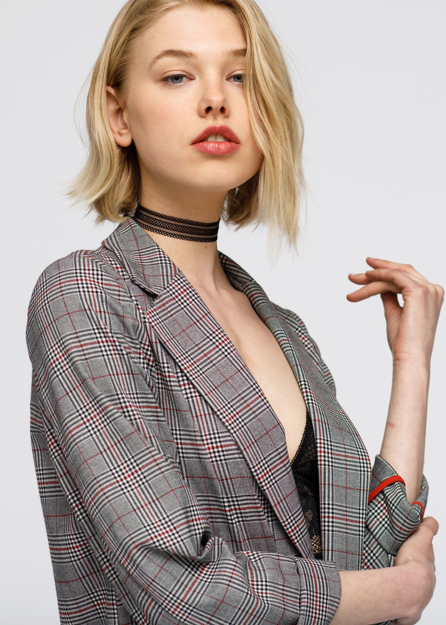 Women's Multi Glen Plaid Blazer In Grey Plaid