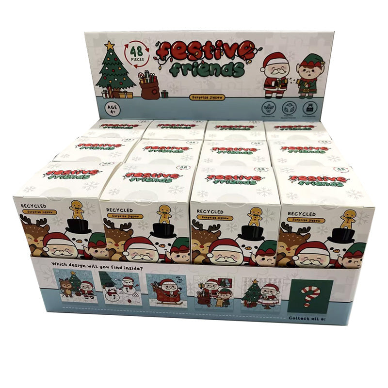 48pc Recycled Jigsaw Puzzle - Christmas Festive Friends Surprise