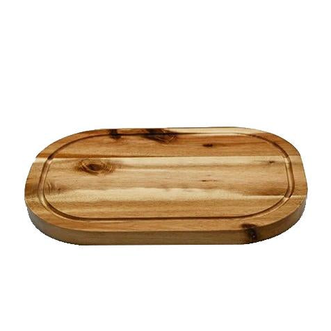 Zavis Green Acacia Wood Serving Rounded Cutting Board With Juice