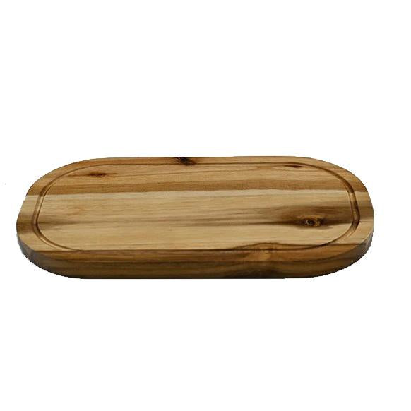 Zavis Green Acacia Wood Serving Rounded Cutting Board With Juice