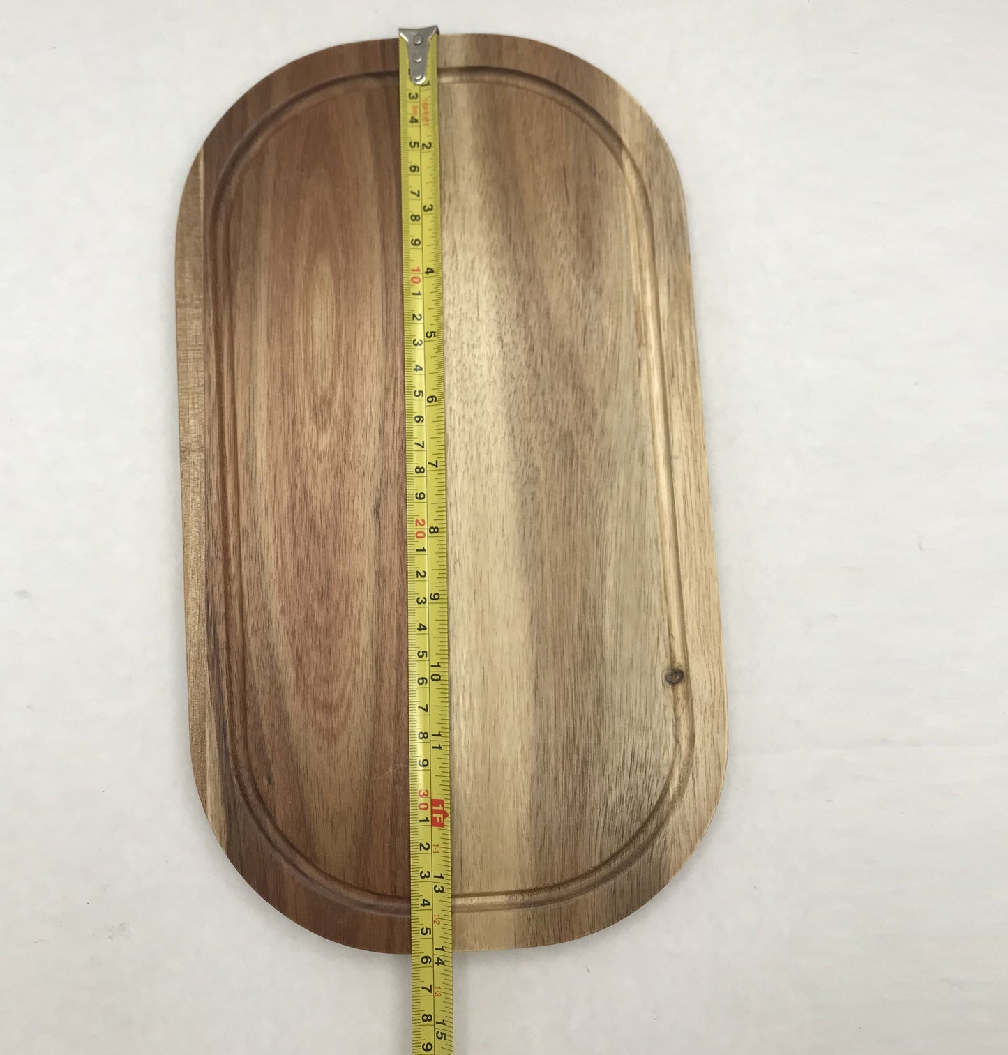 Zavis Green Acacia Wood Serving Rounded Cutting Board With Juice