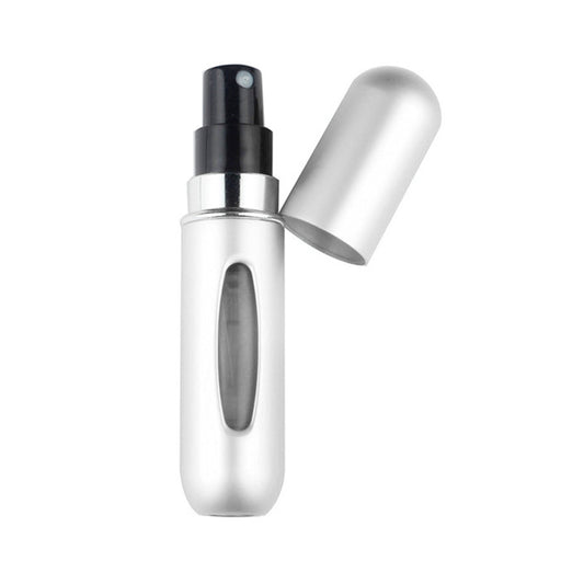 5ml Portable Mini Refillable Perfume Bottle Spray Round Tube Pump Empty Cosmetic Container Atomizer Scent Bottle for Travel - Silver